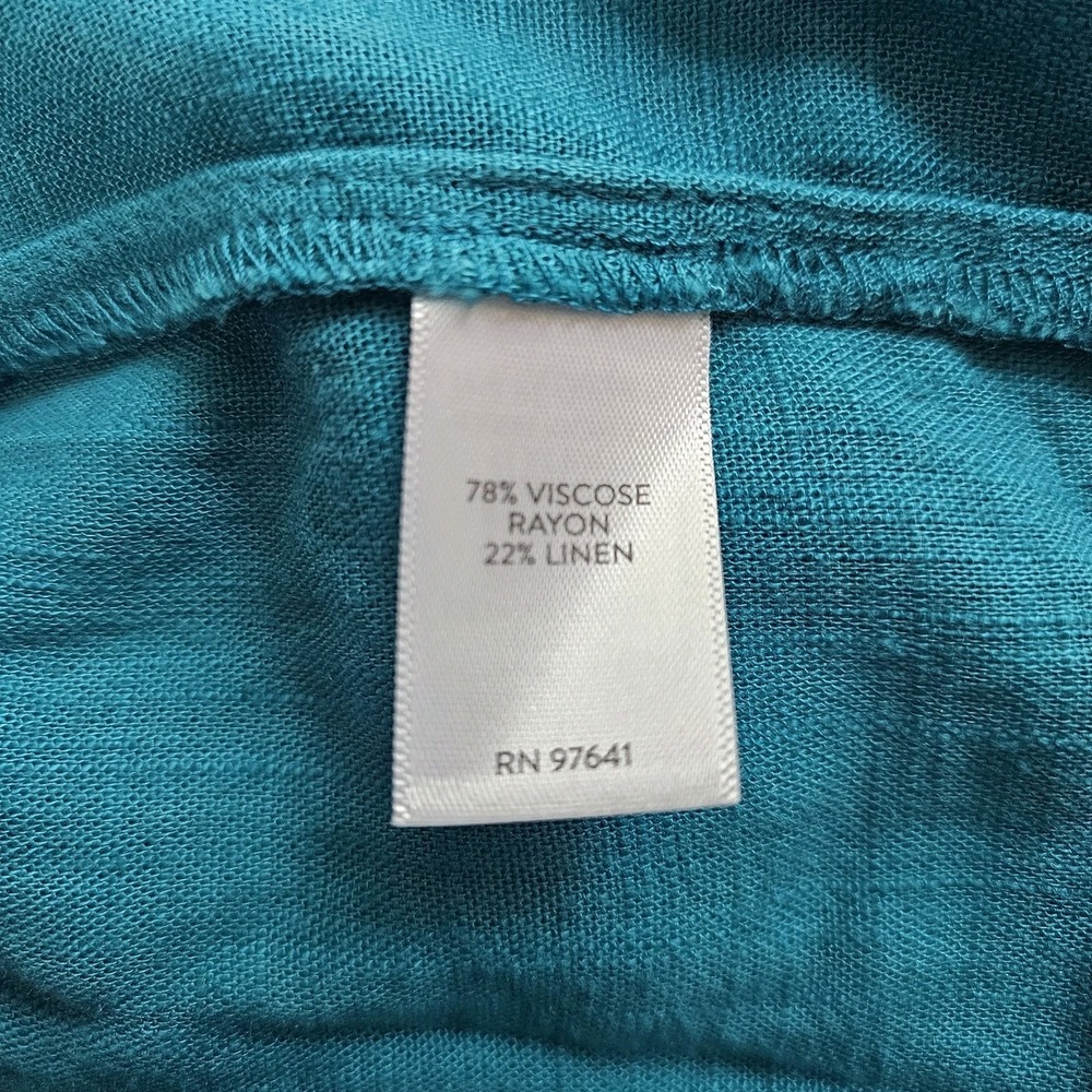 J. Jill Dress Large Teal Blue Linen Blend Tiered Pin Tuck Pleated Midi Boho - Picture 9 of 10